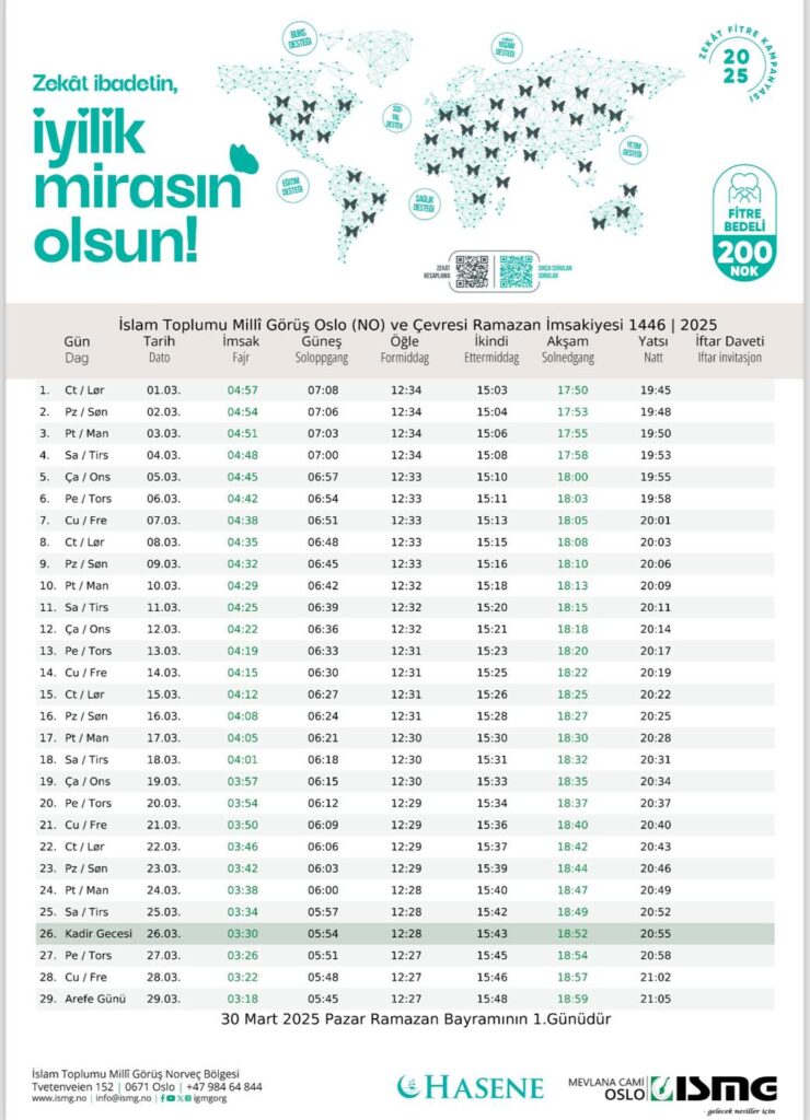 Ramazan Takvimi 2025